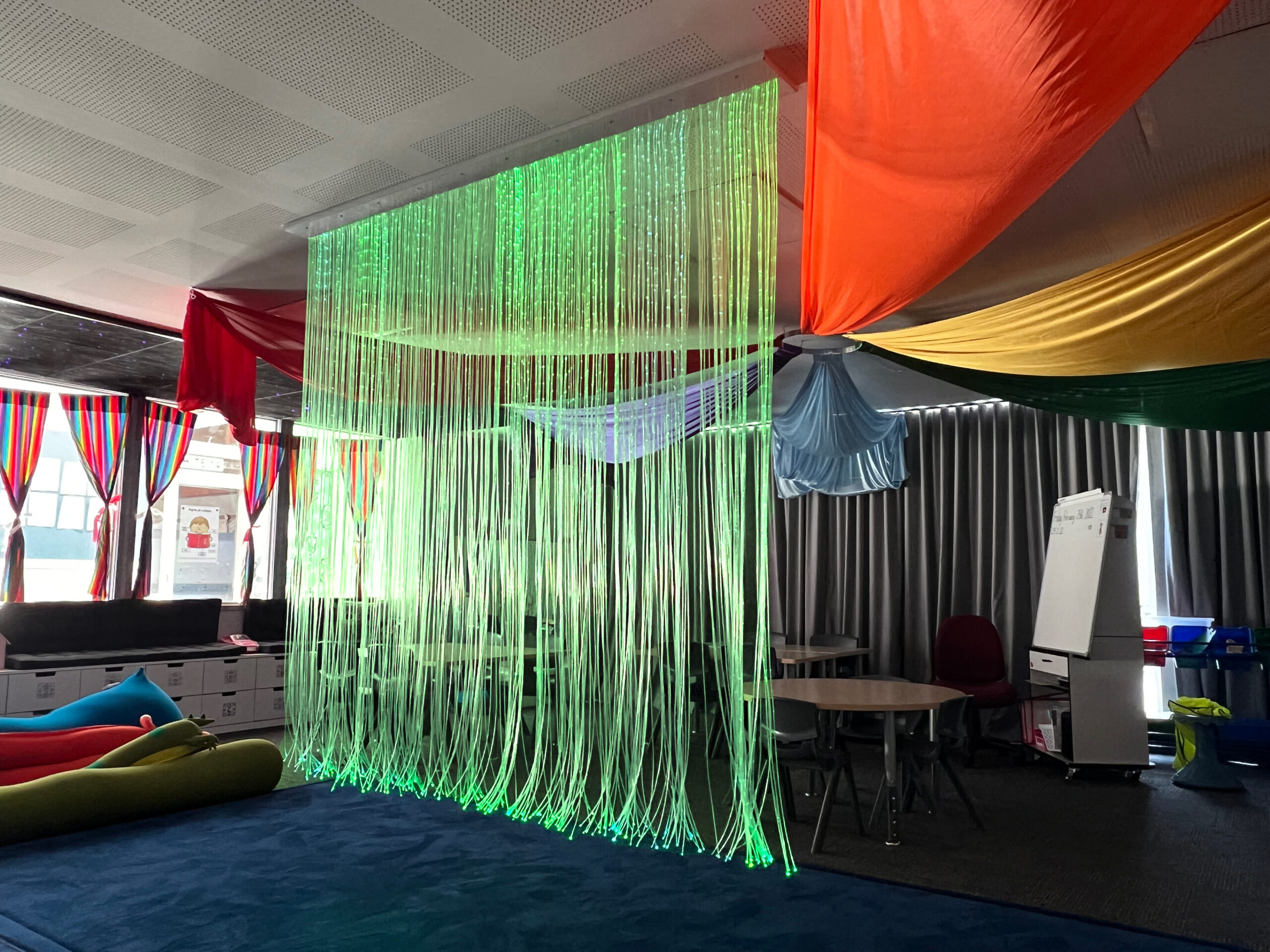 Green Fiber Curtain sensory lighting