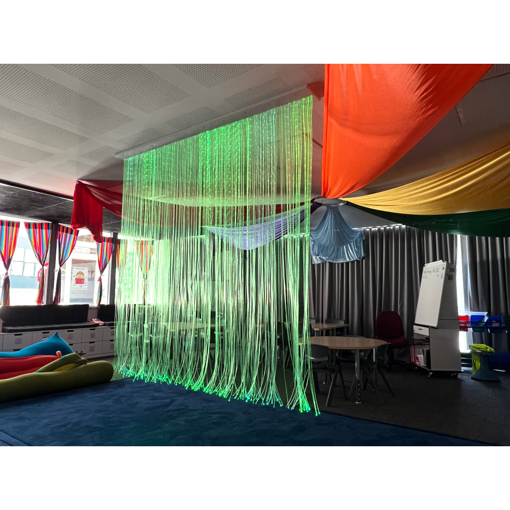Green Colored Lights Fiber Curtain