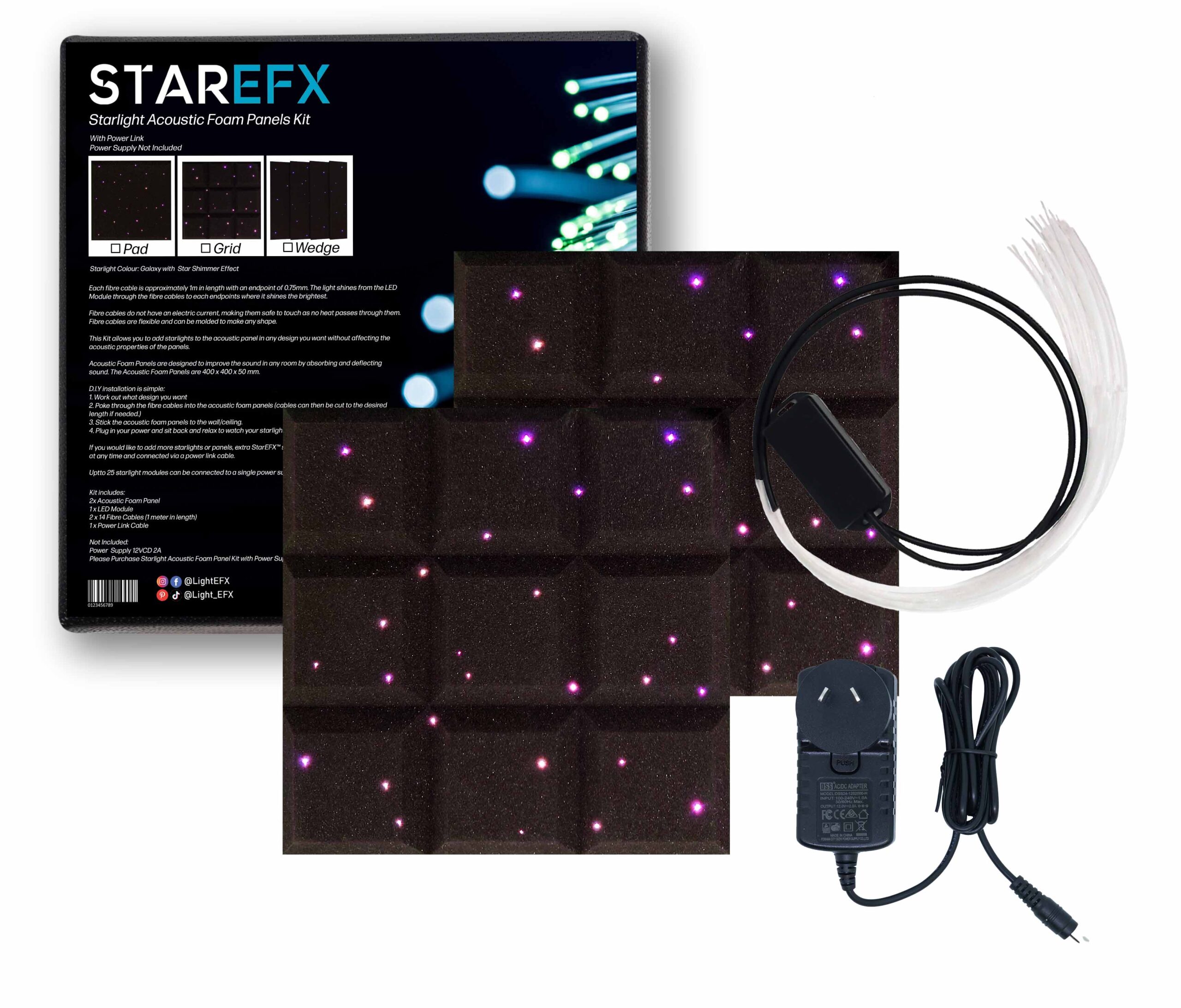 starlight acoustic foam panel Kit With Power Supply